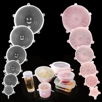 Lot de 6 couvercles extensibles en silicone réutilisables et résistants à la chaleur Couvercles en silicone pour micro-ondes