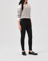Jean Skinny Noir Uni Extensible Taille Moyenne Coupe Slim Longueur Cheville pour Femme – Idéal Quotidien, Décontracté, Bureau – Personnalisation OEM ODM