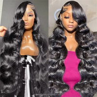 Vente en gros Brésilien 13x4 HD Cheveux Humains Transparent Lace Front Perruque Corps Vague Bouclée HD Perruques Lace Frontal pour les Femmes Noires