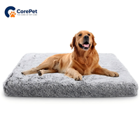 Coussin rectangulaire pour chien en mousse à mémoire de forme, avec base antidérapante, en polyester peluche, toutes saisons, 5 tailles pour chiens et chats