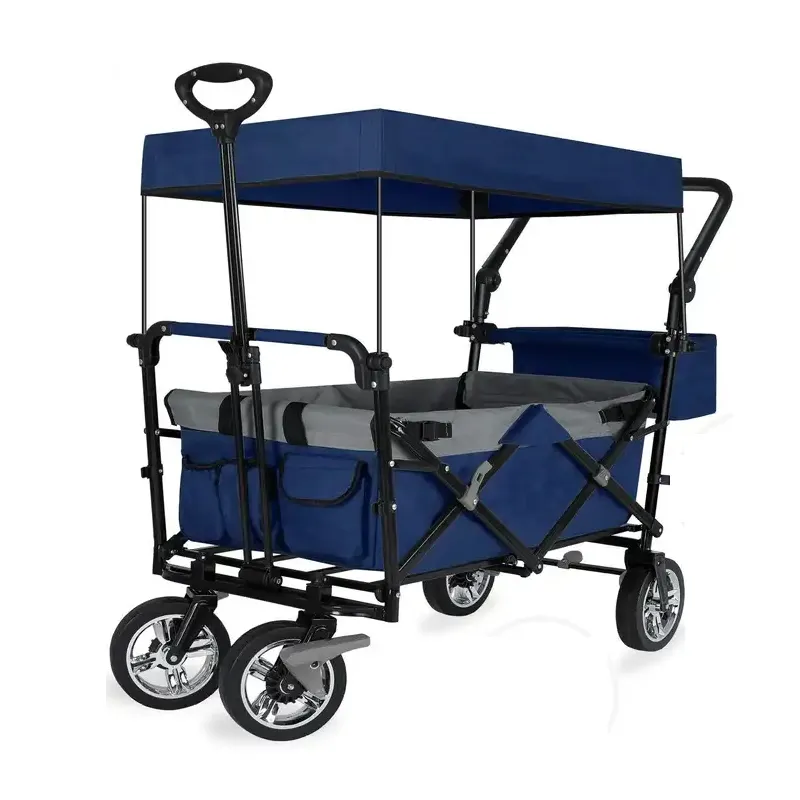 Vendita calda nuova carrozzina in pelle da viaggio Multi-terreno passeggino pieghevole pieghevole carrello Pull Pull Utility Wagon