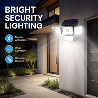 Lampe murale solaire IP44 à 4 têtes, 336 LED, télécommande, détecteur de mouvement, lampe de jardin extérieure