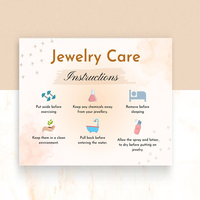 Logotipo personalizado Consejos para el cuidado de la joyería Guía para el cuidado de la joyería Instrucciones para el cuidado Tarjeta Pendiente Tarjeta de caja de negocios