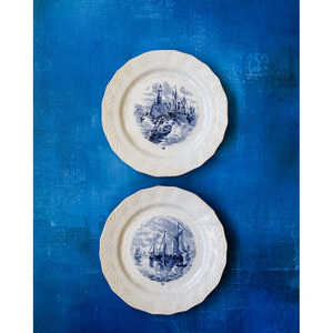 Set of Two Durable Delft Bohemian Dessert <b>Plates</b> <b>Disposable</b> Snacks and Salad <b>Plate</b> Customizable Design for Hotels - Product Image 1