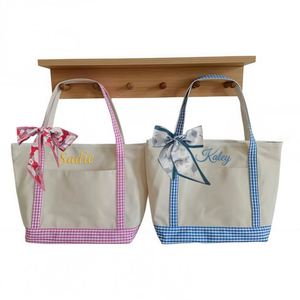 Personalized Canvas Tote <b>Bag</b> with Embroidered Name, Custom <b>Bridesmaid</b> <b>Gifts</b>, Reusable Beach Handbag, Wedding Party Favors - Product Image 1