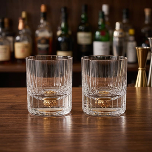 Juego de 2 Vasos de Cristal Ecológicos de Lujo con Borde Dorado, Diseño Moderno y Decoración en Lámina de Oro de 24K - Product Image 4