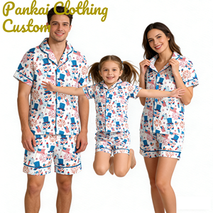 Abbigliamento da Sera Personalizzato per il 4 Luglio, Elegante Set Pigiama Coordinato Famiglia in Bambù per Mamma, Papà <span class=keywords><strong>e</strong></span> Me - Product Image 1