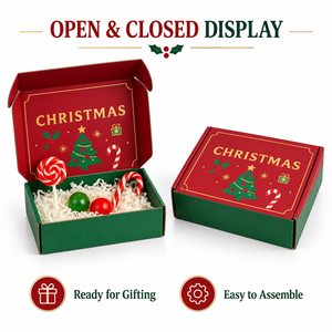 Caja de envío navideña personalizada con impresión interior, caja de cartón corrugado para embalaje de regalos navideños, caja para dulces y pequeños regalos. - Product Image 4