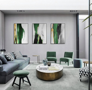 Bộ Khung Tranh Sơn Dầu Trừu Tượng Thủ Công Màu Đen Xanh Ngọc Lục Bảo Phong Cảnh Thác Nước Nghệ Thuật Treo Tường Hiện Đại Gồm <span class=keywords><strong>3</strong></span> Phòng Khách - Product Image 2