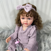 Poupée en silicone souple pour bébé fille Betty, cheveux longs et bruns, réaliste, princesse, bambin, cadeau d'anniversaire, 22 pouces