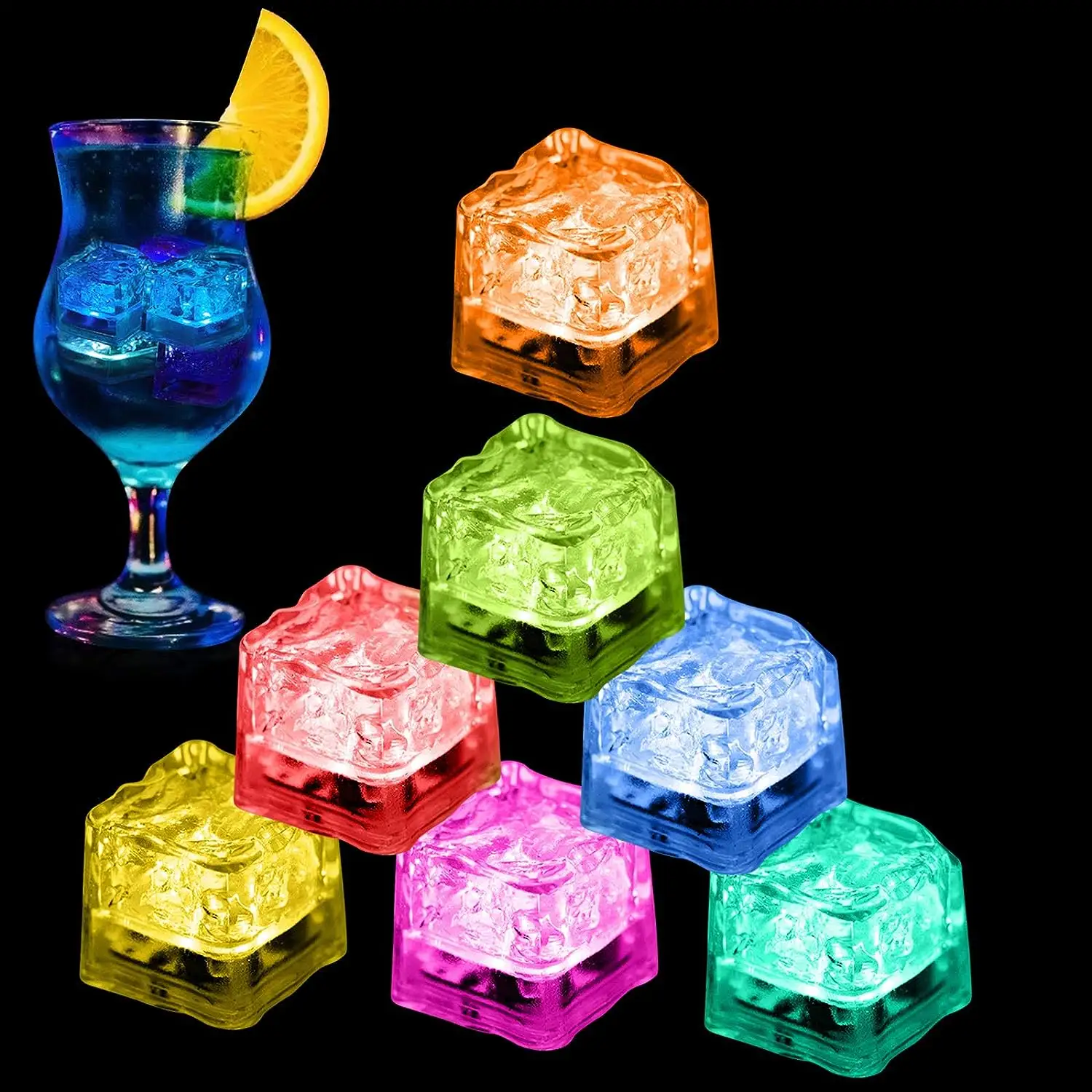 Led ice cubes cho đồ uống với thay đổi đèn tái sử dụng phát sáng nhấp nháy Ice Cube cho Câu lạc bộ Bar Party Wedding trang trí nội thất