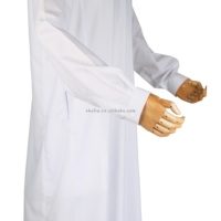 Premier Blanc Alaseel Manchette Robe Musulmane Djellaba Kaftan Jubah Abaya Jalabya Ethnique Arabe Jalaba Maxi Qamis Thobe Vêtements Islamiques