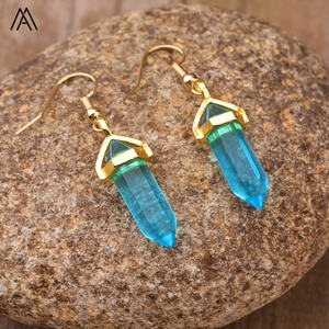 Mini pendientes de cristal para mujer, joyería Bohemia, pendiente hexagonal de doble punto de piedras preciosas, regalo de moda - Product Image 6
