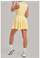 Ensemble 2 pièces robe et jupe de tennis pour femme - Motif uni, logo frontal, Spandex/Nylon, séchage rapide, vêtements de sport automne-hiver