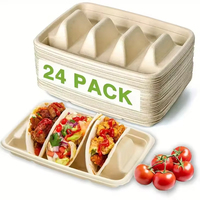 Boîte à tacos à emporter à 3 compartiments Porte-plateau Taco Conteneur d'aliments à emporter Couvercles