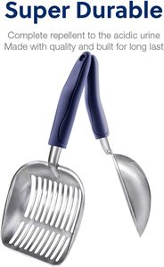 Pelle à litière robuste à long manche en aluminium pour chat, avec tamis intégré - Product Image 2