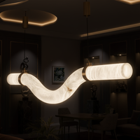 Lámpara de Techo LED de Estilo Minimalista para Decoración Residencial, Sala de Estar, Comedor, de Mármol y Cobre, para Techos Altos