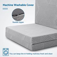 Matelas pliant en mousse à mémoire de forme à trois volets de 4 pouces avec housse respirante et lavable Matelas portable et pliable pour le sol