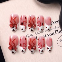 Faux ongles à presser en acrylique PMMA faits main, style rapide, courbe 3D, forme amande moyenne française, couvrance totale, 10 pièces