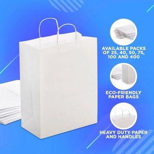 Kraft Paper Bags with Handles Bulk <b>Gift</b> Medium Size for Shopping Party <b>Small</b> Business Takeaway Food Packaging Paper Bags - Product Image 3
