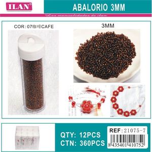 Perline ILAN Abalorio 3mm Colore Caffè per Creazione di Gioielli, 12 Pezzi per Tubo - Product Image 1