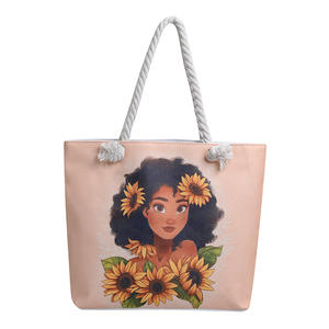 Nuevo Bolso Tote Versátil para Mujer, Portátil, para Compras, con Estampado Estético, Asa de Cuerda Gruesa, para la <span class=keywords><strong>Playa</strong></span> - Product Image 1