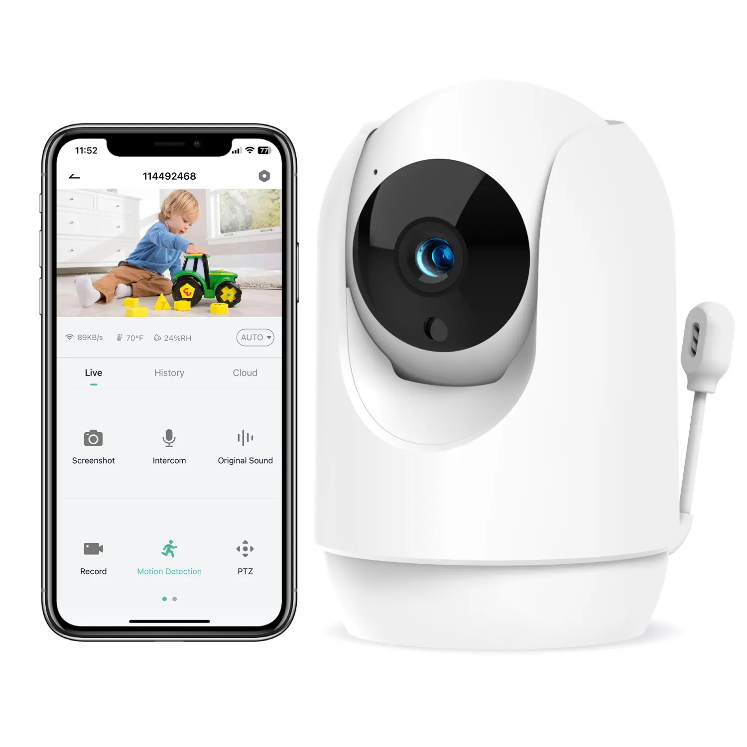 Pet Camera Privacidade Proteção Multi View Alterar Voz 3MP WiFi Temperatura Umidade Sensor Monitor Do Bebê Com APP Notificação