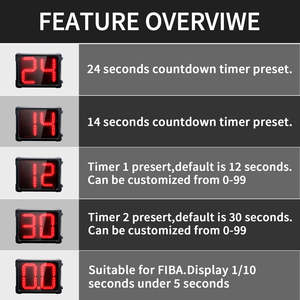 2 Pcs Set 8 Inch <strong>Digital</strong> <strong>LED</strong> Outdoor Basketball Court Waterproof <strong>Display</strong> 24s Shot <strong>Clock</strong> Including Wireless Game Console Control - Product Image 5