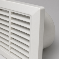 Grille d'aération murale carrée à persiennes fixes, en plastique ABS blanc, grille d'admission d'air, moustiquaire, connecteur de conduit rond, CVC