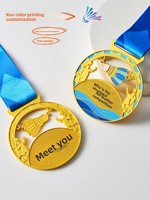 Medalla de Bádminton de Metal Personalizada, Etiqueta Colgante con Diseño Creativo para Competiciones, Eventos Deportivos, Placas de Premios