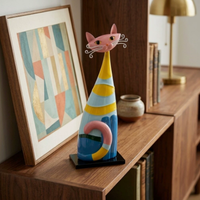 Figurines de chats rayés colorés, décorations pour la maison, artisanat de table, objets décoratifs mignons en forme d'animaux