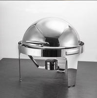 Autres fournitures hôtelières et de restauration : Réchauds de luxe pour aliments, Chafing dish rond hydraulique à charnières, Plat de buffet doré