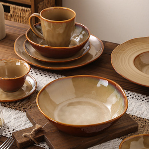 Juego de Vajilla de Cerámica Vintage de Lujo para Regalo, <span class=keywords><strong>Platos</strong></span> Resistentes al Calor, <span class=keywords><strong>Platos</strong></span> Hondos, Juego de Café para el Hogar y Restaurantes - Product Image 1