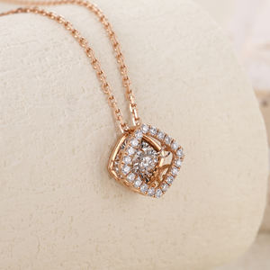 Colgante Cristiano Geométrico Hecho a Mano en Oro Sólido de 18K con Diamante Natural de Corte Brillante y Baño de Rodio, Regalo Clásico Romántico - Product Image 5