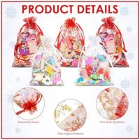 Sacs en organza blancs miniatures à cordon en maille dorée pour cadeaux de Noël, bijoux, bonbons, flocons de neige