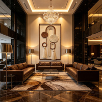 Sculpture murale minimaliste géométrique en macramé avec pompons, en corde tressée de luxe, pour salon de villa