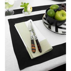 Wide Border Linen <b>Placemats</b> Featuring Mitered Corner Look for Catering Companies in Banquet Service - Product Image 1