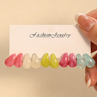 Rinhoo Ensemble de Boucles d'Oreilles Goutte d'Eau Multicolores Style Européen et Américain pour Femme, Petites Boucles d'Oreilles en Résine Acrylique avec Aiguille en Acier Inoxydable, Bijoux
