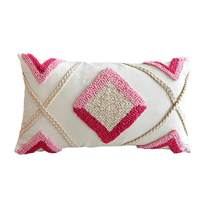 Moderno <span class=keywords><strong>marroquí</strong></span> punzón <span class=keywords><strong>aguja</strong></span> <span class=keywords><strong>bordado</strong></span> Rosa funda de almohada hogar sofá sala de estar decoración cubierta - Product Image 5