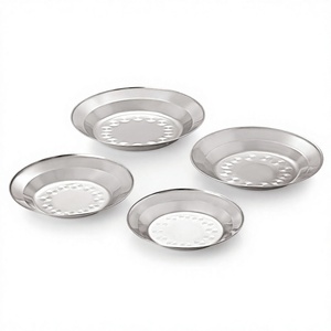 Assiette à soupe ronde en acier inoxydable, finition miroir, base plate, passe au lave-vaisselle, design minimaliste, couleur unie - Product Image 1