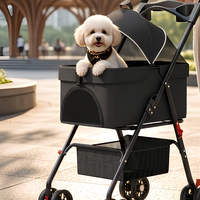Poussette de luxe pliable à une main pour chiens et chats, légère et détachable pour les promenades.