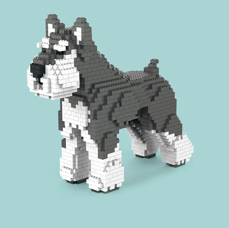 RQ animal dog model Schnauzer pet building blocks 1:1 suitable for pet lovers boys and girls building block toys 1691+pcs