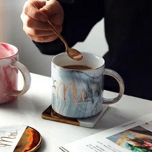 Modern Custom-Made Europe Style Stoneware <b>Ceramic</b> <b>Mug</b> with Marble Pattern Gold Rim Letters-Dishwasher & Microwave Safe - Product Image 5