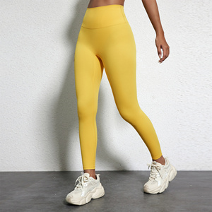 Collants de couleur unie doux entraînement complet Jogging <span class=keywords><strong>poche</strong></span> intégrée taille haute Yoga Leggings - Product Image 5