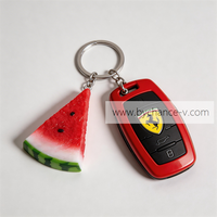 Porte-clés mignon en forme de tranche de pastèque en PVC, breloque de sac en forme de fruit artificiel, inspiré de l'été, pour Pâques, Noël, cadeau de fête, cadeau promotionnel pour restaurant