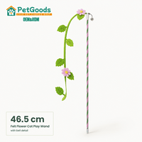 Baguette de jeu pour chat en fleur de feutre, avec tige en chenille flexible, clochette en plastique et métal, 46,5 cm, jouet interactif léger pour les détaillants de magasins d'animaux