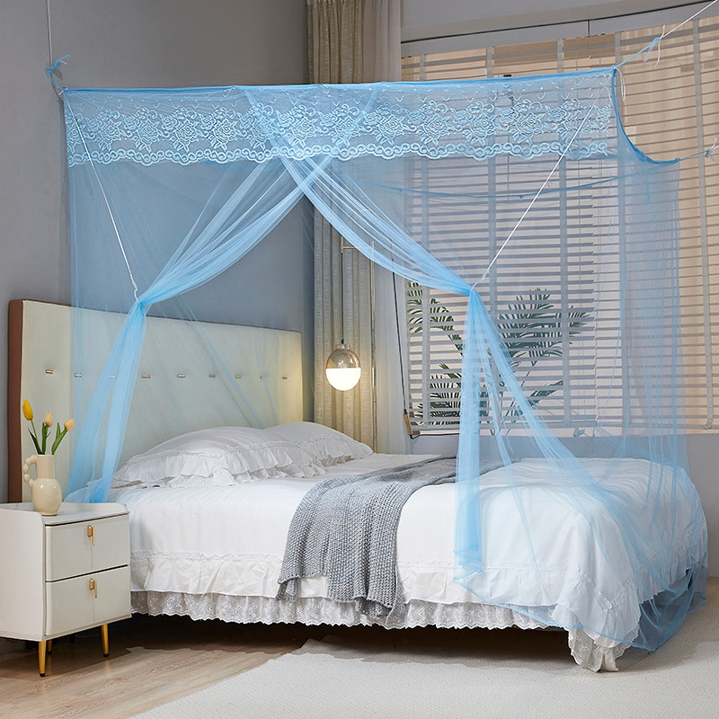 มุ้งลูกไม้สีฟ้าพร้อมตะขอเกี่ยวมุ้งลวดแบบเข้ารหัส