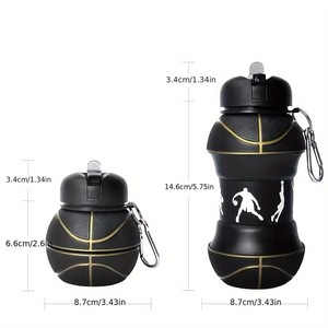 Student Leakproof Portable Water Bottle for Outdoor Sports <b>Kids</b> Foldable Football/Basketball Can Hang <b>Backpack</b> - Product Image 2