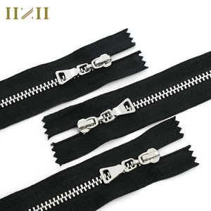 Accessoires vestimentaires Logo couleur personnalisé <span class=keywords><strong>fermeture</strong></span> éclair en métal pour vêtements <span class=keywords><strong>fermeture</strong></span> éclair en métal argenté à <span class=keywords><strong>double</strong></span> ouverture - Product Image 4