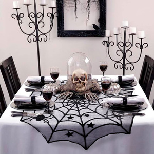 Mantel <span class=keywords><strong>de</strong></span> telaraña <span class=keywords><strong>de</strong></span> encaje negro gótico <span class=keywords><strong>de</strong></span> Halloween, decoraciones <span class=keywords><strong>de</strong></span> mesa <span class=keywords><strong>de</strong></span> noches <span class=keywords><strong>de</strong></span> película <span class=keywords><strong>de</strong></span> <span class=keywords><strong>miedo</strong></span>, suministros promocionales para fiestas - Product Image 3